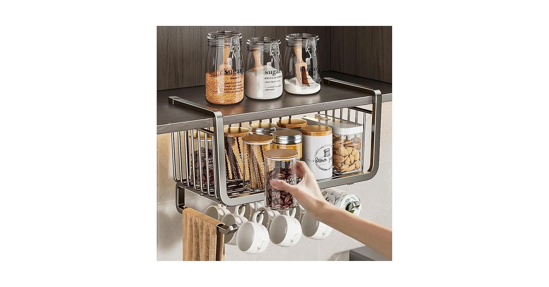 Amazon｜キッチン 吊り下げラック 多機能キッチン 収納ラック